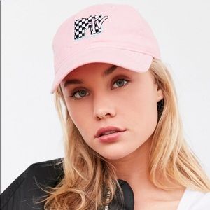 Pink Urban Outfitters Checkered Mtv Cap 